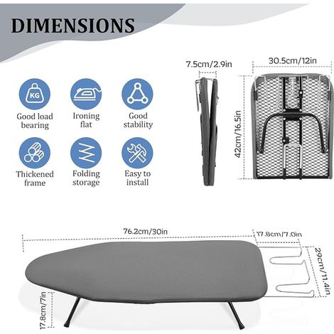 Folding Ironing Board, Portable Travel Ironing Board with Non-Slip Foot - Mini Ironing Board for Home, Laundry, Dorms, Travel (1/3)