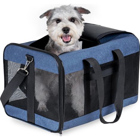Cage de transport souple pour animaux, idéale pour les voyages avec chats, petits chiens, chatons ou chiots. Pliable, résistante et pratique. (1/5)