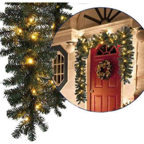 1 guirnalda navideña de 2,7 m con luces LED blancas cálidas, fabricada en PVC resistente a los rayos UV, para decoración de interiores y exteriores. (1/5)