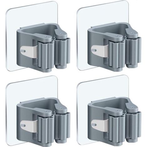 Soportes para escobas,paquete de 4,no requieren taladrar,soportes autoadhesivos para fregonas,aptos para montaje en pared,ideales para armarios