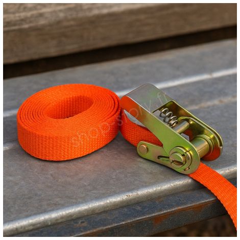 Sangle à Cliquet 4,5m x 25mm – Renforcée pour Transport & Chargement (1/5)