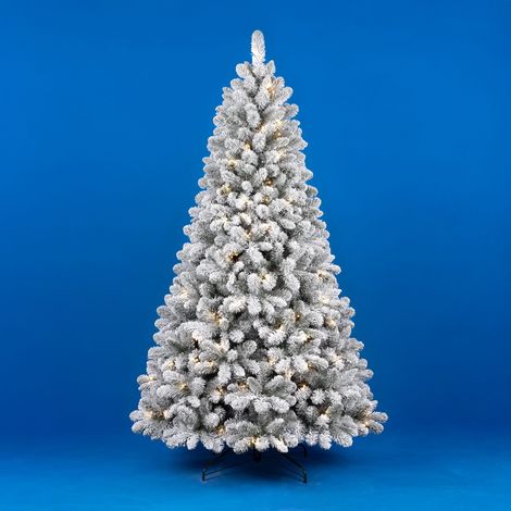 Albero di Natale floccato Colosseo Altezza 210cm Bianco