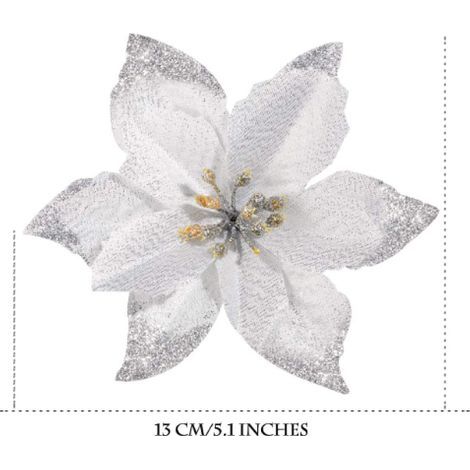 Set mit 10 glitzernden künstlichen Blumenkränzen, 13 cm Durchmesser, Weihnachtsbaumschmuck für Hochzeiten und den Innenbereich (1/5)