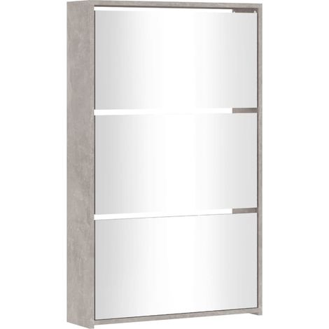 Scarpiera mobiletto portascarpe mobile ingresso/corridoio/soggiorno con specchio 3 ripiani 63 x 17 x 102,5 cm grigio 020021883