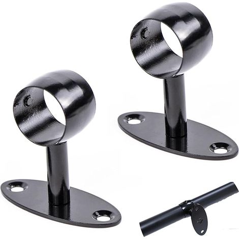 Lntyq – Support de main courante mural en acier inoxydable – Résistant à la corrosion – Ø 33 mm pour tubes ronds – Lot de 2 pièces – Noir