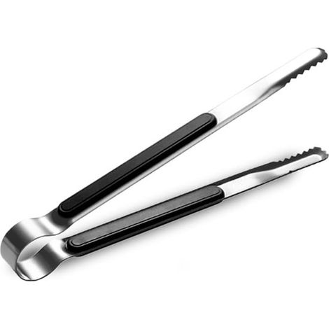 Pinza da cucina in acciaio inox con impugnatura antiscivolo per una presa sicura durante la cottura, la cottura al forno, la grigliatura e il barbecue (1 pezzo, nero) (1/5)