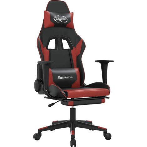 Maison Exclusive - Sedia da Gaming con Poggiapiedi Nero e Rosso Vino in Similpelle (1/5)