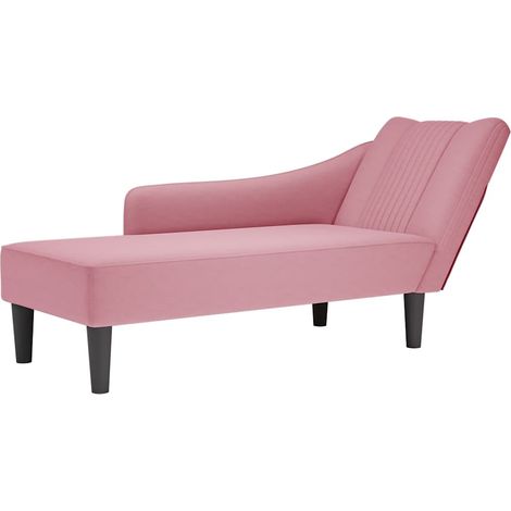 Chaise longue con reposabrazos derecho terciopelo rosa vidaXL