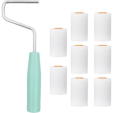 9 pièces kit rouleau peinture,avec 8 Manchons petit rouleau peinture,petit rouleau peinture,Poignée antidérapante, Pour Décoration Murale et Plafonds