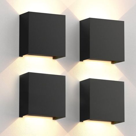 AMXCNOY Lot de 4 appliques murales LED en aluminium, lampe d’intérieur à économie d’énergie, lumière blanche chaude 3000 K (1/5)