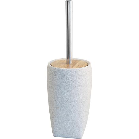 Schläfer 285310  Portascopino d'Appoggio per Wc con manico Lungo Serie Sable effetto pietra in Poliresina colore Sabbia, Scopino da Terra per Water con ciuffo in setole,