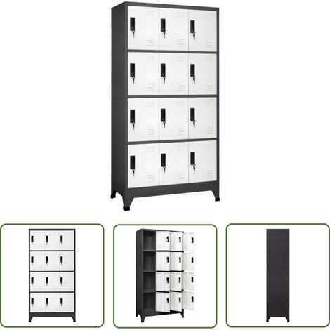 The Living Store Armoire à casiers Anthracite et blanc 90x45x180 cm Acier - Armoire À Casiers - Meuble De Rangement - Armoire Métallique - Armoire Scolaire - Armoire De Bureau (1/5)
