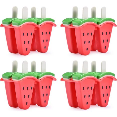 Vierteiliges Eisformen-Set, 16 wiederverwendbare Eisformen, Gefrierschrank, hausgemachte Eisformen, Eismaschine, macht Eis am Stiel aus Joghurt und Eiscreme. (1/5)