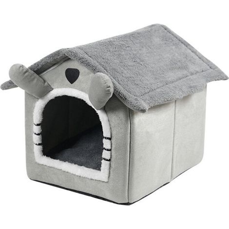 Niche/abri souple pour animaux de compagnie, niche pour chien/chat, maison d'intérieur chaude avec coussin amovible, convient aux animaux de petite, moyenne et grande taille, gris.