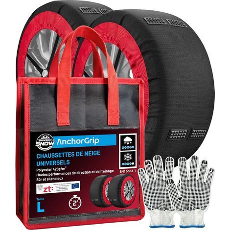 Schneesocken Größe L mit Steigeisenhandschuhen und Tragetasche für Auto/SUV (1/5)