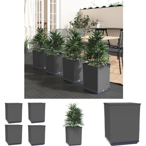 Terrasse - vidaXL Pflanzkübel 4 Stk. Schwarz 30x30x37 cm Polypropylen - Blumen (1/5)