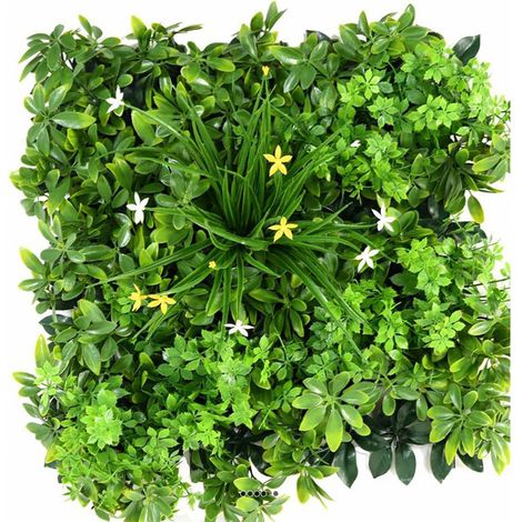 Plaque de feuillage et fleurs artificielles pour extérieur 50 x 50 cm
