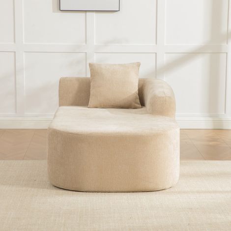 Canapé modulaire à compression en tissu chenille, garni de mousse haute résilience 30D. Facile à déplacer et doté d'une base antidérapante — idéal pour les salons et autres espaces. Kaki clair. (1/5)