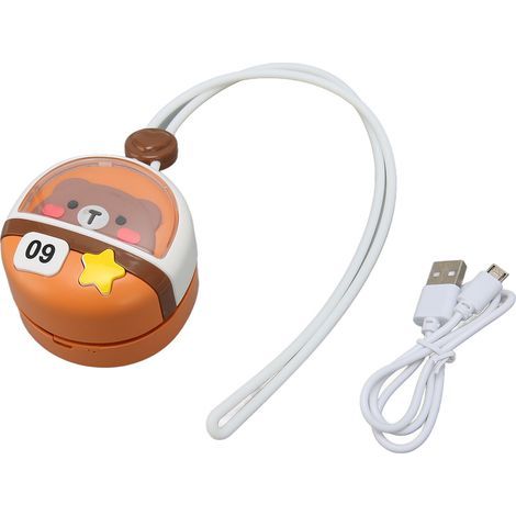 Mini ventilateur de cou à trois vitesses, chargement USB, sans pales, en forme d'ourson, idéal pour les voyages et le camping. (1/5)