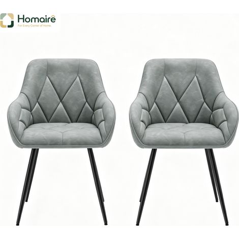 Set Esszimmerstühle aus Metall und grauem Kunstleder 45,5 x 45 x 83,5 cm HOMAIRE (1/5)