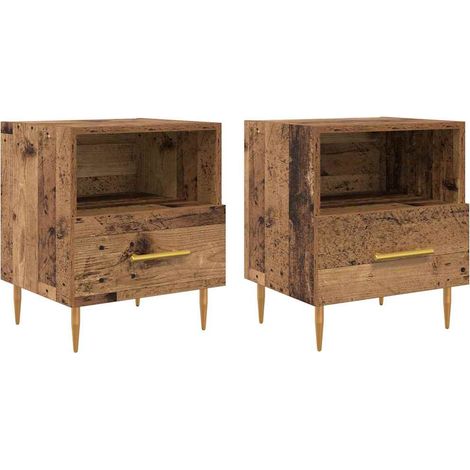 Maison Exclusive - Mesita de Noche con cajón 2 pcs Madera vieja 4
