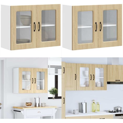 vidaXL Küchen-Hängeschrank mit Glastür Sonoma-Eiche Holzwerkstoff (1/5)