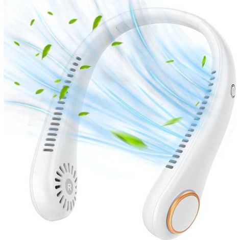 Mini Ventilateur de Cou Portable, Silencieux, Mains Libres, sans Feuilles, Réglable à 360°, 3 Vitesses pour Les Activités Intérieures Extérieures