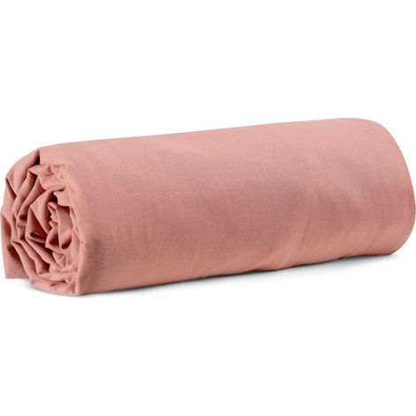 Drap Housse pour Grand Lit 180 x 200 cm avec Bonnet de 30 cm, Coloris Rose Blush - PANGIVO