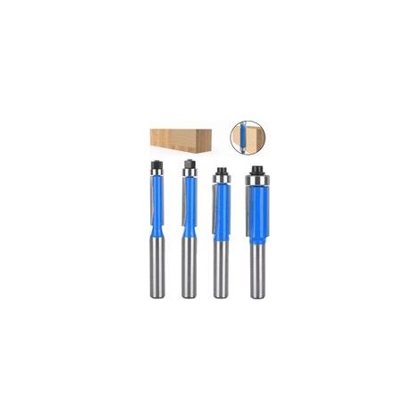 4 Pcs Set Fraise Defonceuse 8mm Tige, Fraise a Copier a Bois, Fraises pour Défonceuses avec Roulement Supérieur, Fraise pour Affleurer, pour Menuiserie Bricolage de Coupe (1/5)