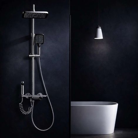 Colonne de douche led thermostatique digitale gun métal, Florentia (1/5)