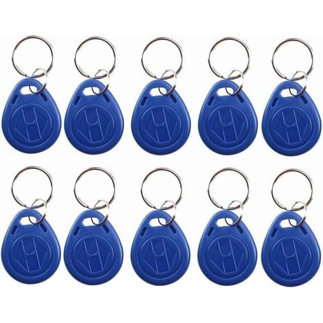 Porte-clés RFID inscriptible 125 kHz T5577/EM4305, étiquette NFC, jeton d'identification de proximité, porte-clés de contrôle d'accès pour systèmes de sécurité, bleu (10) (1/5)
