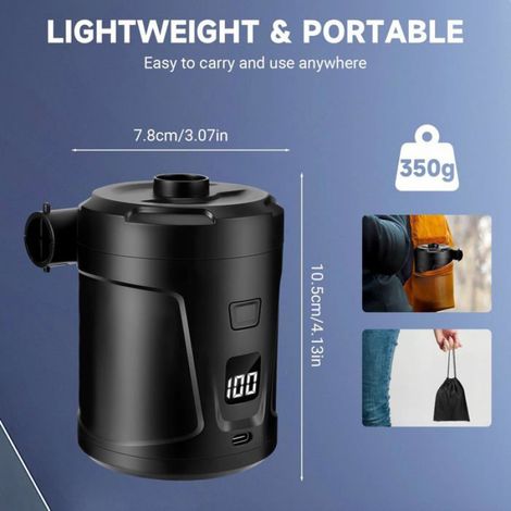 Pompe à Air Électrique Rechargeable 5200mAh, Gonfleur Rapide Portable avec 4 Embouts, Gonflage/Dégonflage Matelas Bouée Cuneary (1/5)