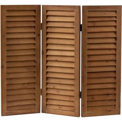 Marron Paravent Interieur Bois 3 Panneaux, Petit Cloison de Separation Interieur 81 cm Hauteur, Cloison Amovible Vintage pour Chambre, Salon, Bureau (1/5)
