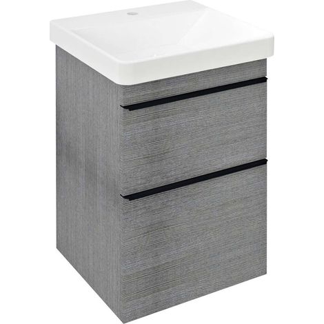 Sapho Sitia - Mueble para lavabo 70x46x44 cm, 2 cajones, roble plateado SI050-1111