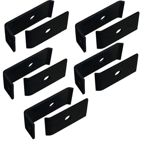 Kit de fixation pour clôtures grillagéespour murs ou poteauxpoteaux de clôture à double barreauxnoir (1/5)