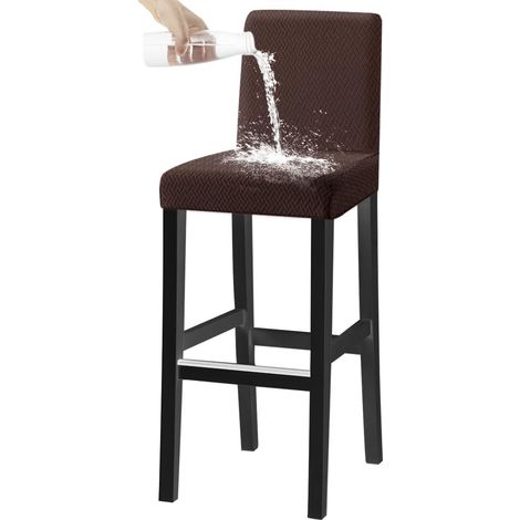 Barhockerbezug dehnbar abnehmbar waschbar für kurze Rückenlehne Braun 1er-Set (1/5)