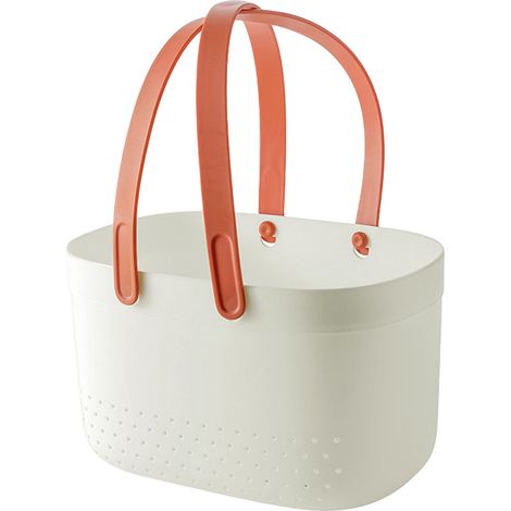 Panier de rangement portable grande capacité multifonction pour serviettes et vêtements, organisateur de salle de bain à poignée (1/5)