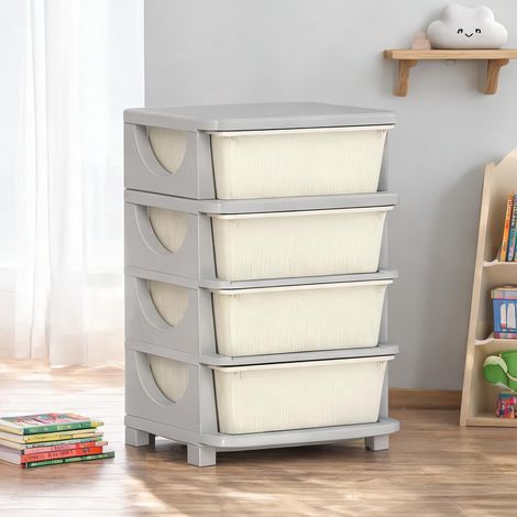 Commode enfant 4 tiroirs 37 x 37 x 76 cm en plastique (1/5)