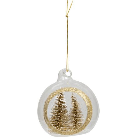 Déco Sapin Boule de Noël en Verre D 8 cm décor sapins dorés - Feeric Christmas