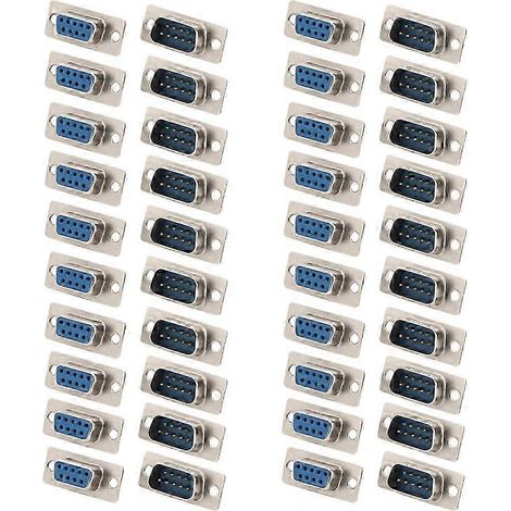 Connecteur RS232 DB9 Femelle 40 Pièces Prise Bleue Industrielle Accessoire Câble Série Port Communication (1/3)