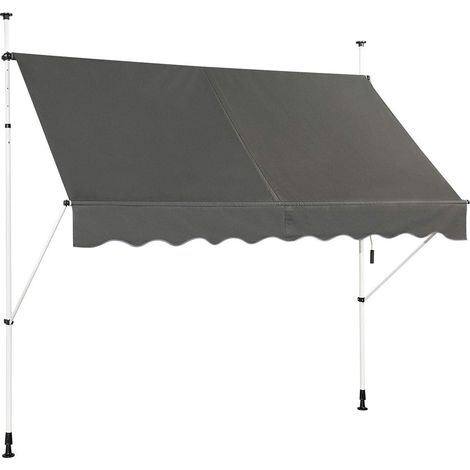 COSTWAY Toldo Protección Solar Toldo de Balcón Regulable en Altura 200-300 centímetros Toldo con Manivela para Jardín (Gris, 250cm) (1/5)
