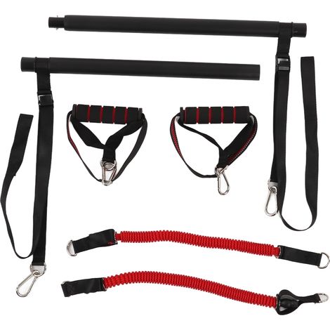 Barre de Pilates portable avec bandes de résistance ajustables, équipement d'exercice de yoga pour entraînement Pilates, 2 tubes en sangle (1/5)