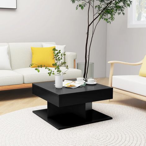Table Basse de Salon Élégante,Table Canapé Noir 57x57x30 cm Aggloméré -FR52881 (1/5)