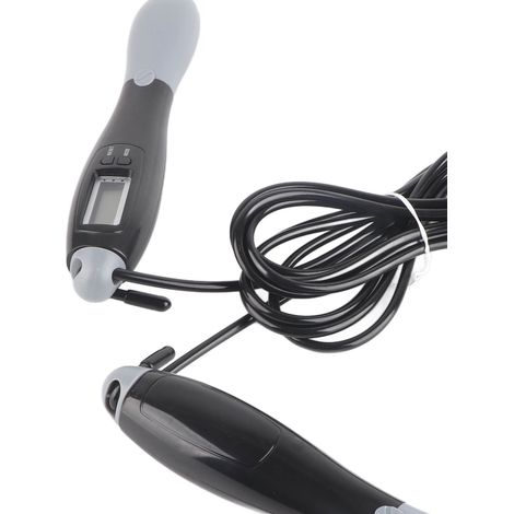 Corde à sauter électronique, avec batterie, sans fil, compteur numérique, adaptée aux activités de fitness, grise. (1/5)