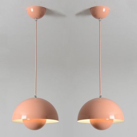 Modern Pendelleuchte Kreative Metall Hängeleuchte Lampenschirm Höhenverstellbare Kronleuchter 2 Stück Rosa (1/5)