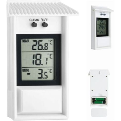 Thermomètre numérique,Thermomètre extérieur électronique de température et d'humidité, étanche, pour réfrigérateur,valeur de température, fonction de mémoire, utilisable à l'intérieur ou à l'extérieur (1/4)