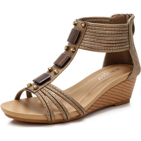 Sandalias de cuña para mujer, sandalias de playa con plataforma y punta abierta, zapatos casuales de verano.