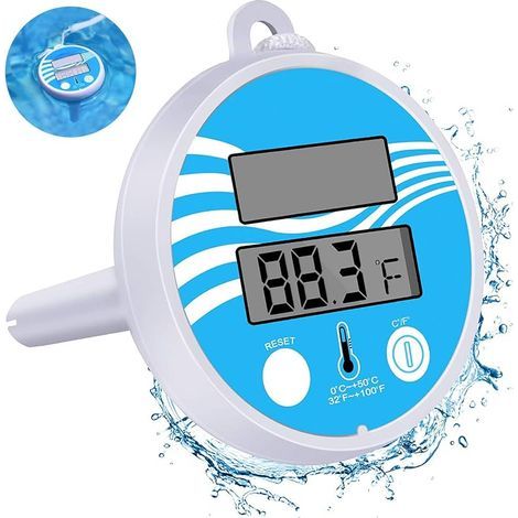 Thermomètre Piscine Flottant, Thermomètre Piscine Solaire Numérique avec Corde, Thermometre pour Piscine Numérique à Grand Écran LCD, Thermomètre Piscines pour Bassin Spa (1/5)