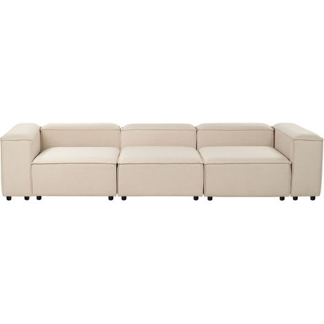 Divano moderno modulare 3 posti imbottito in tessuto beige con gambe Ardal