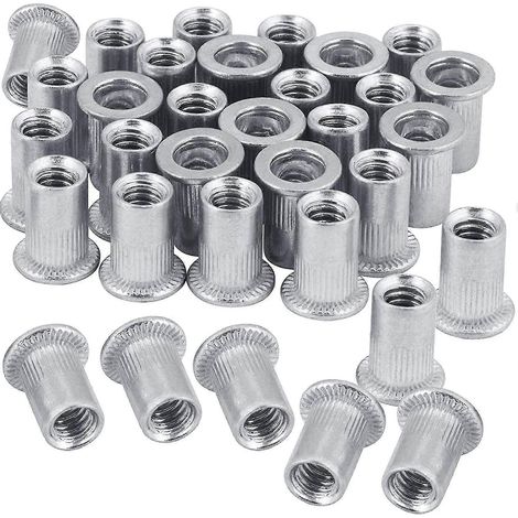 100 inserts filetés à bride en aluminium 1/4-20, tête plate UNC (1/5)